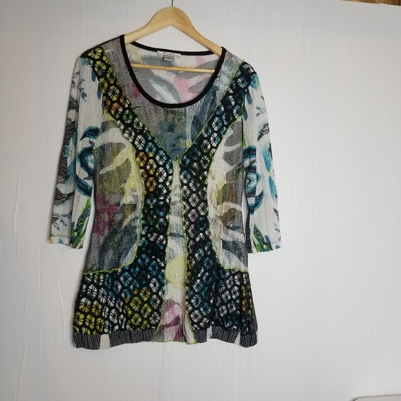 Elysee 26 Women's Crinkle Art to Wear Multicolor Blouse Size Large - Picture 8 of 8